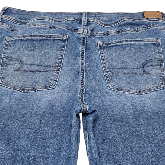 American Eagle Kick Boot Jeans 16 Blue Super Hi-Rise Next Level Stretch Flare - Picture 11 of 11